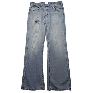 J. CREW VINTAGE BOOTCUT Men 36X34 Well-Worn Distressed Denim Jeans MADE CANADA